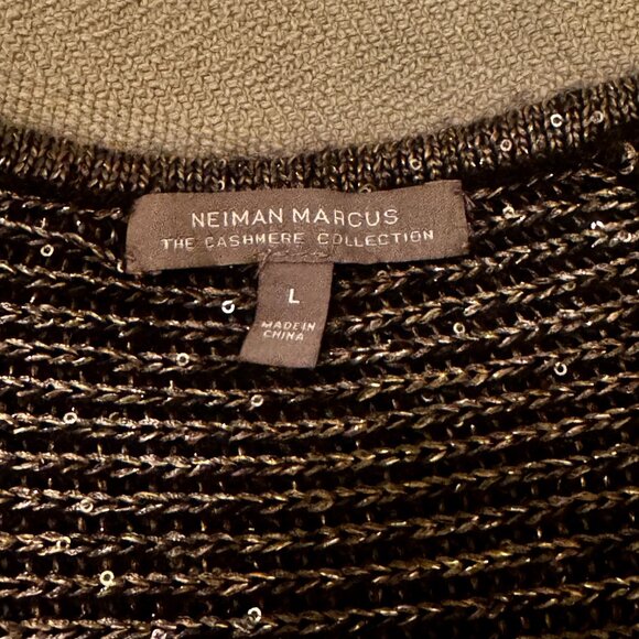 Neiman Marcus Womens Gray Cashmere Collection Alpaca Wool Poncho Sweater Large - Picture 3 of 9